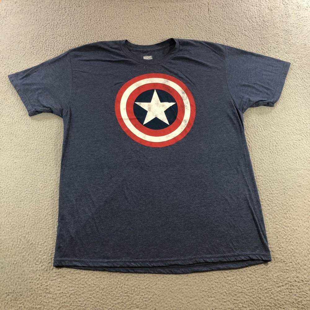 marvel captain america t shirt Men's XL Blue Cotton Blend